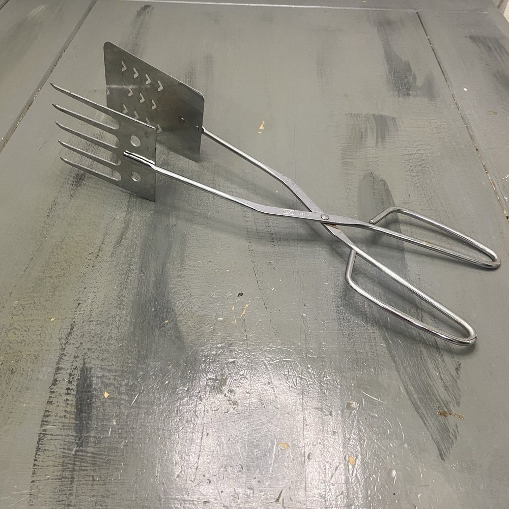 Rare Vintage Ecko Metal Kitchen Tongs Spatula + Fork Barbecue BBQ Grill U.S.A